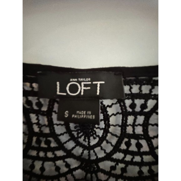 Loft Romper Womens Size Small Crochet Detail Black Short Drawstring Waist EUC - Picture 2 of 6